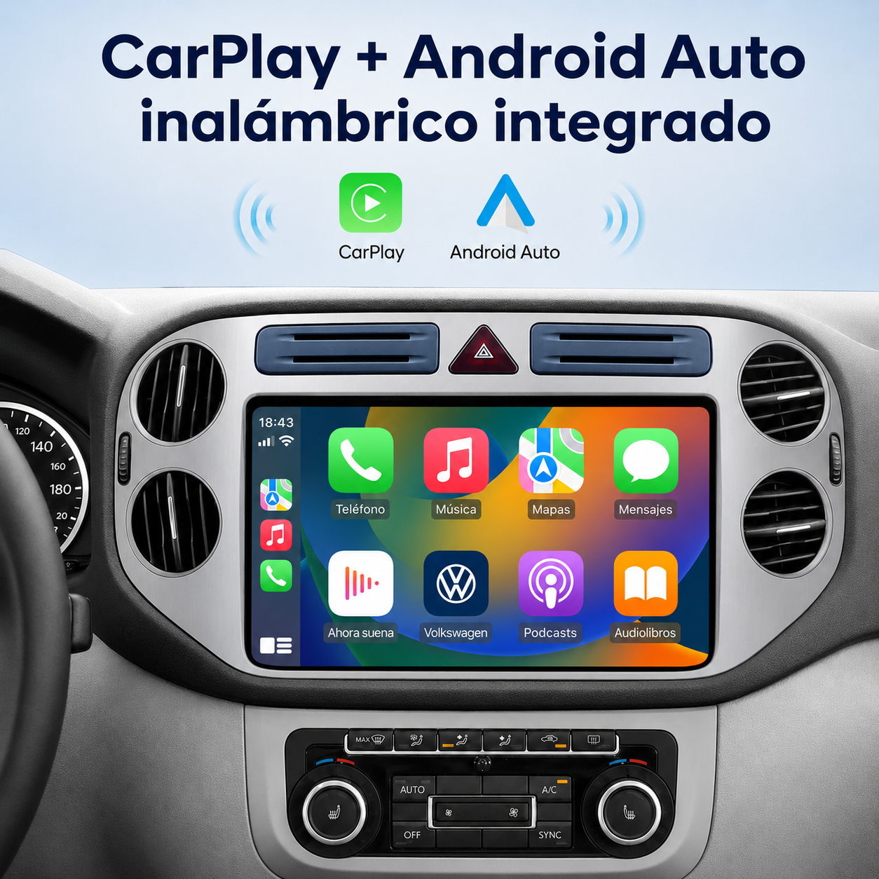 Volkswagen Tiguan 2006-2016 - Radio Pantalla Carplay y Android Auto