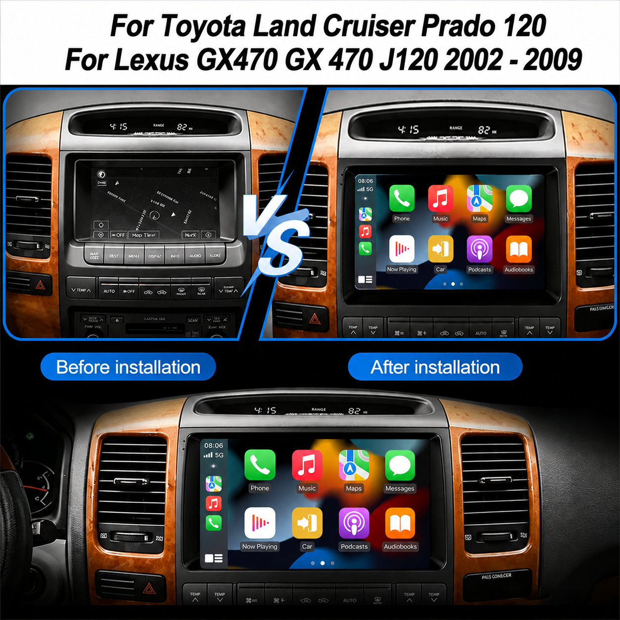Autoradio Carplay für Toyota Prado 120 2004-2009