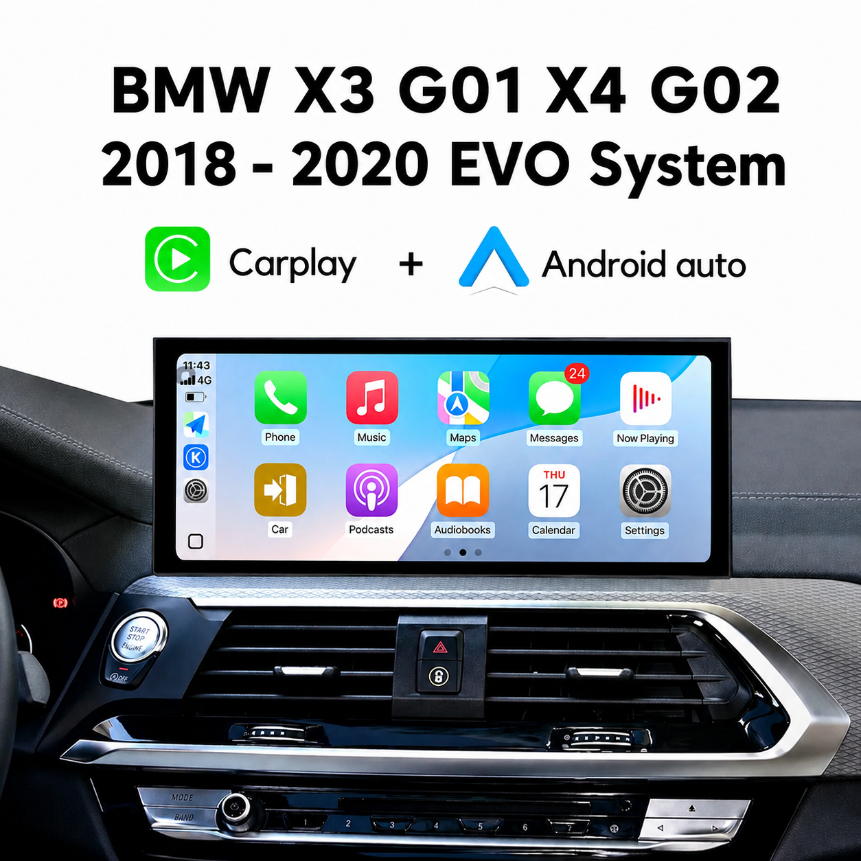 Radio Pantalla CarPlay y Android Auto para BMW X3 F25 X4 F26 2011-2022 Linux