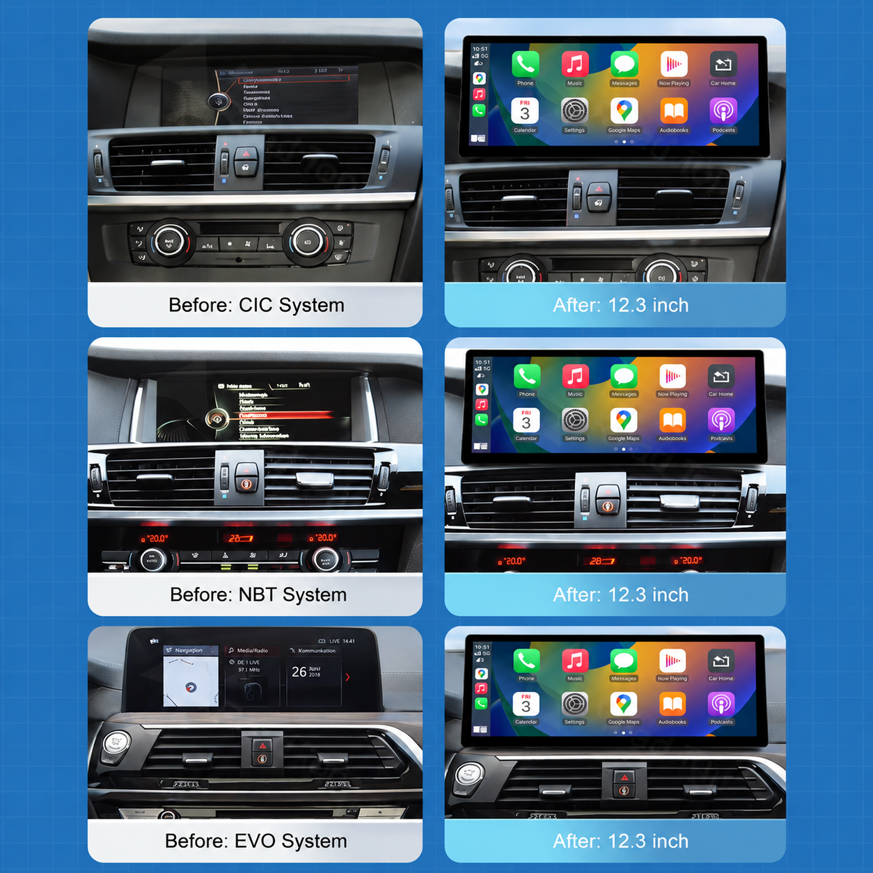 Radio Pantalla CarPlay y Android Auto para BMW X3 F25 X4 F26 2011-2022 Linux