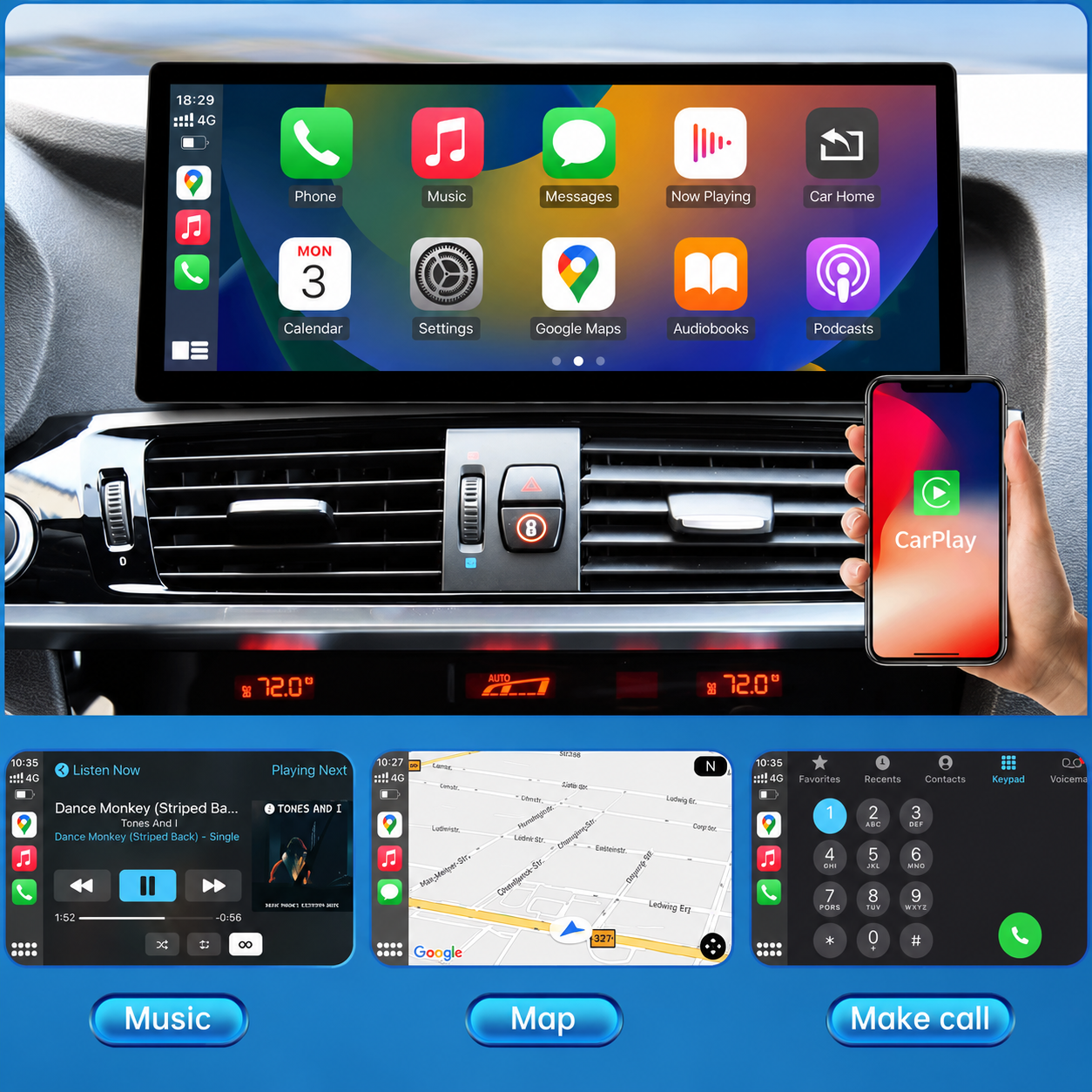 Radio Pantalla CarPlay y Android Auto para BMW X3 F25 X4 F26 2011-2022 Linux