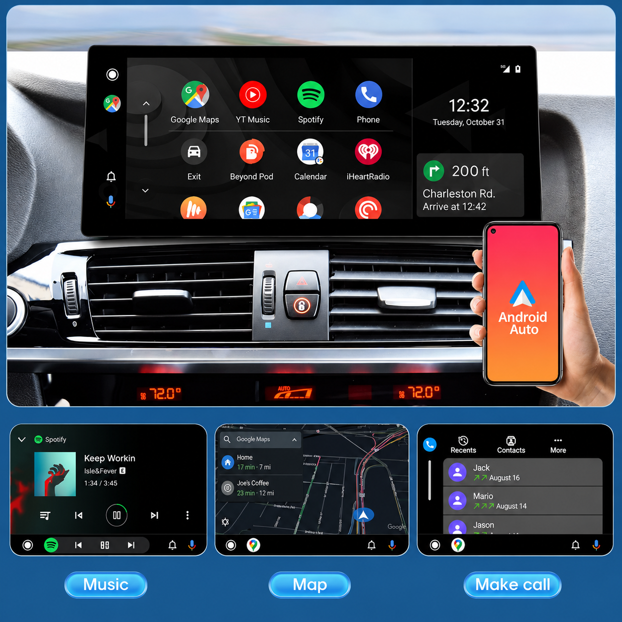 Radio Pantalla CarPlay y Android Auto para BMW X3 F25 X4 F26 2011-2022 Linux