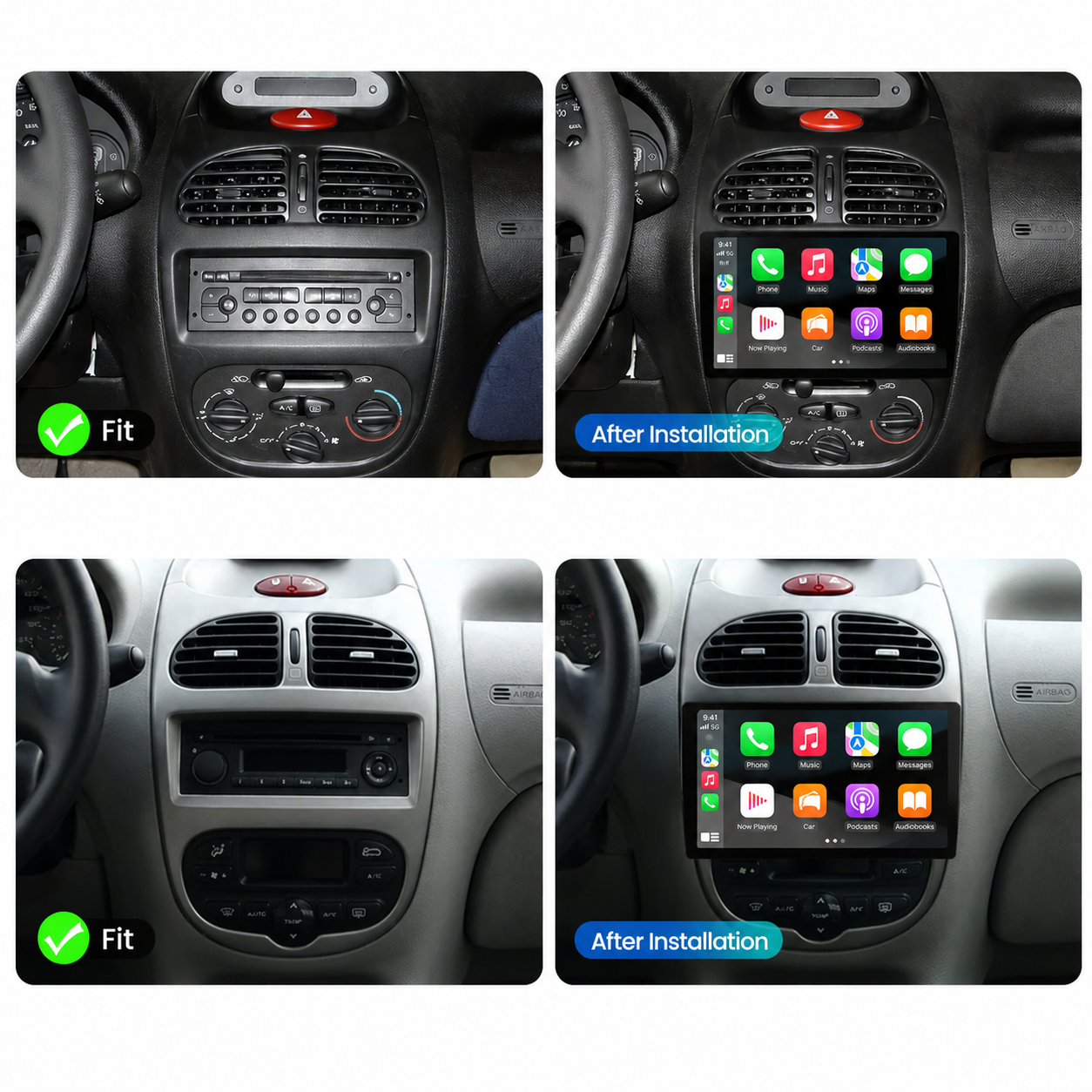 Radio Pantalla CarPlay y Android Auto para Peugeot 206, 206CC, 206SW, 2001-2008