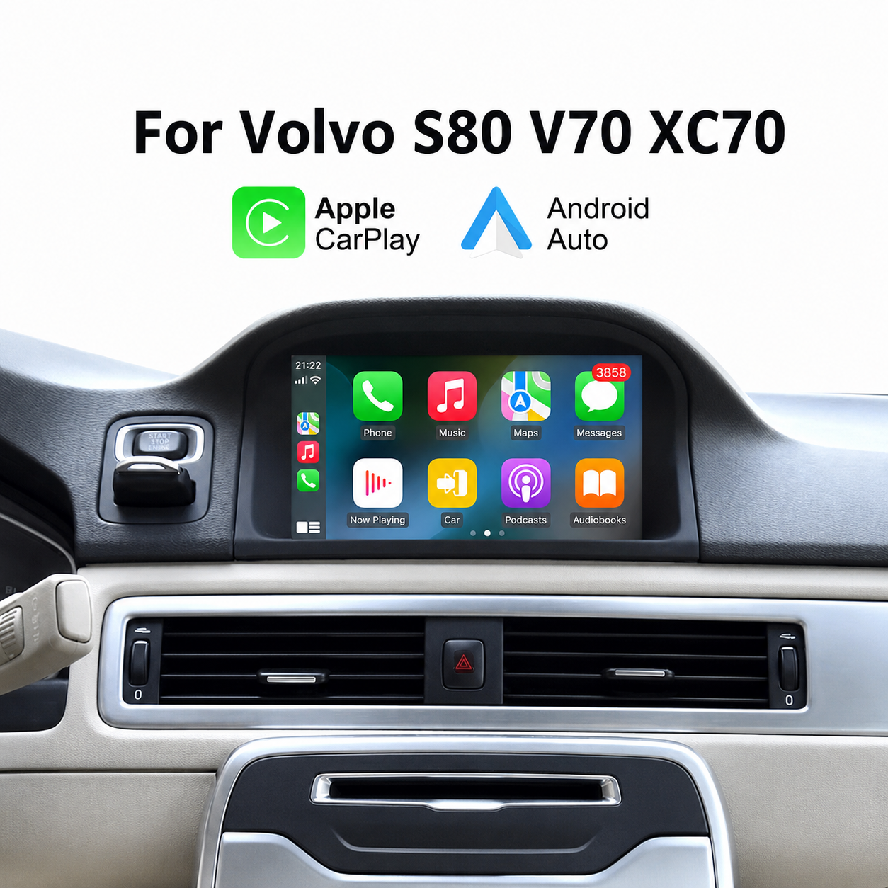 Radio Pantalla CarPlay y Android Auto para Volvo S80 V70 XC70 2011-2016