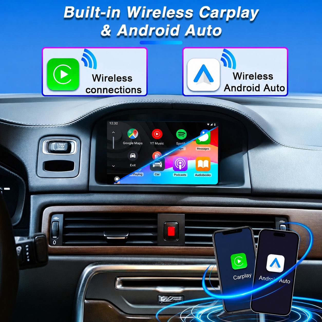 Radio Pantalla CarPlay y Android Auto para Volvo S80 V70 XC70 2011-2016