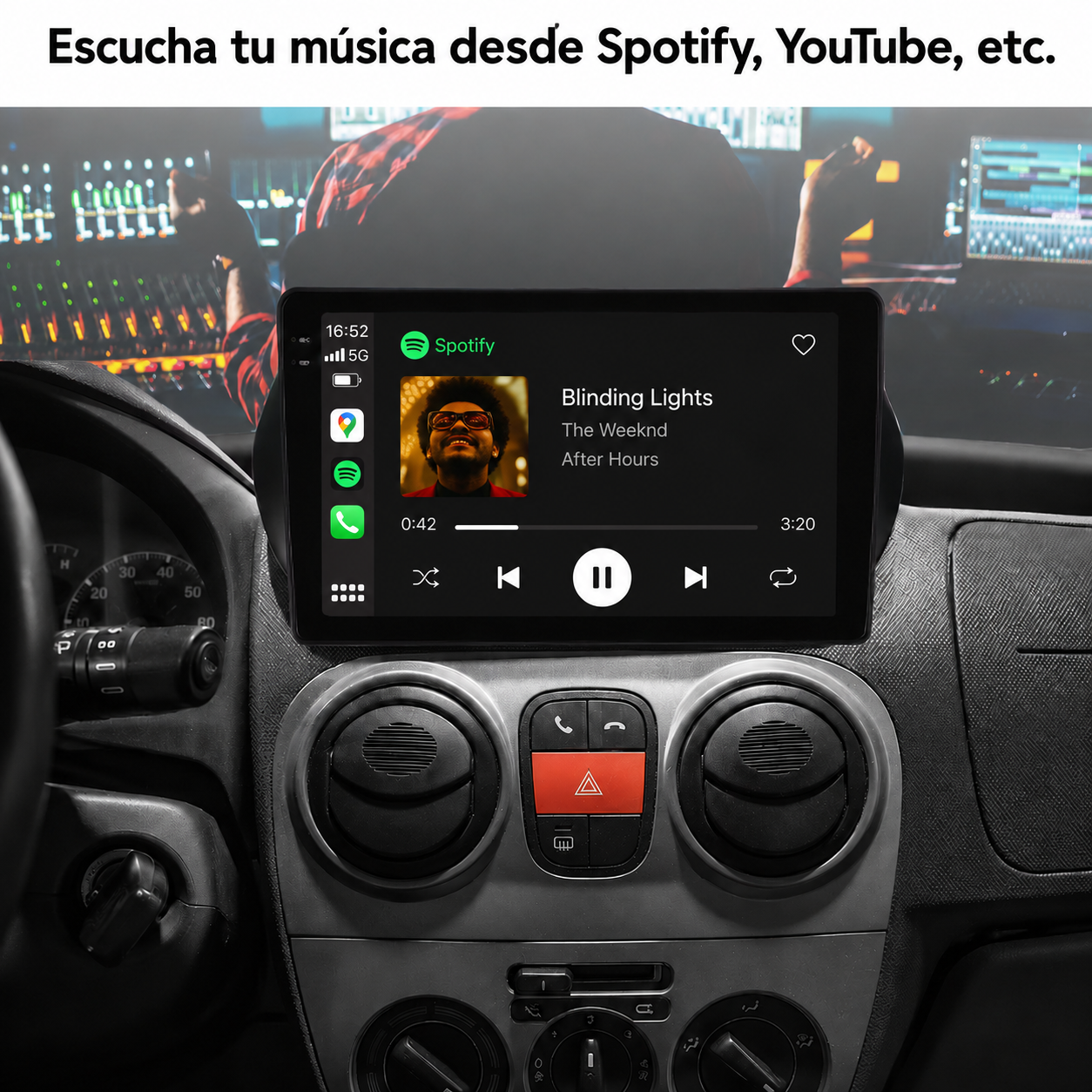 Radio Pantalla CarPlay y Android Auto para  Fiat Fiorino Qubo 2008-2017, Citroen Nemo 2008-2017, Peugeot Bipper 2008-2017
