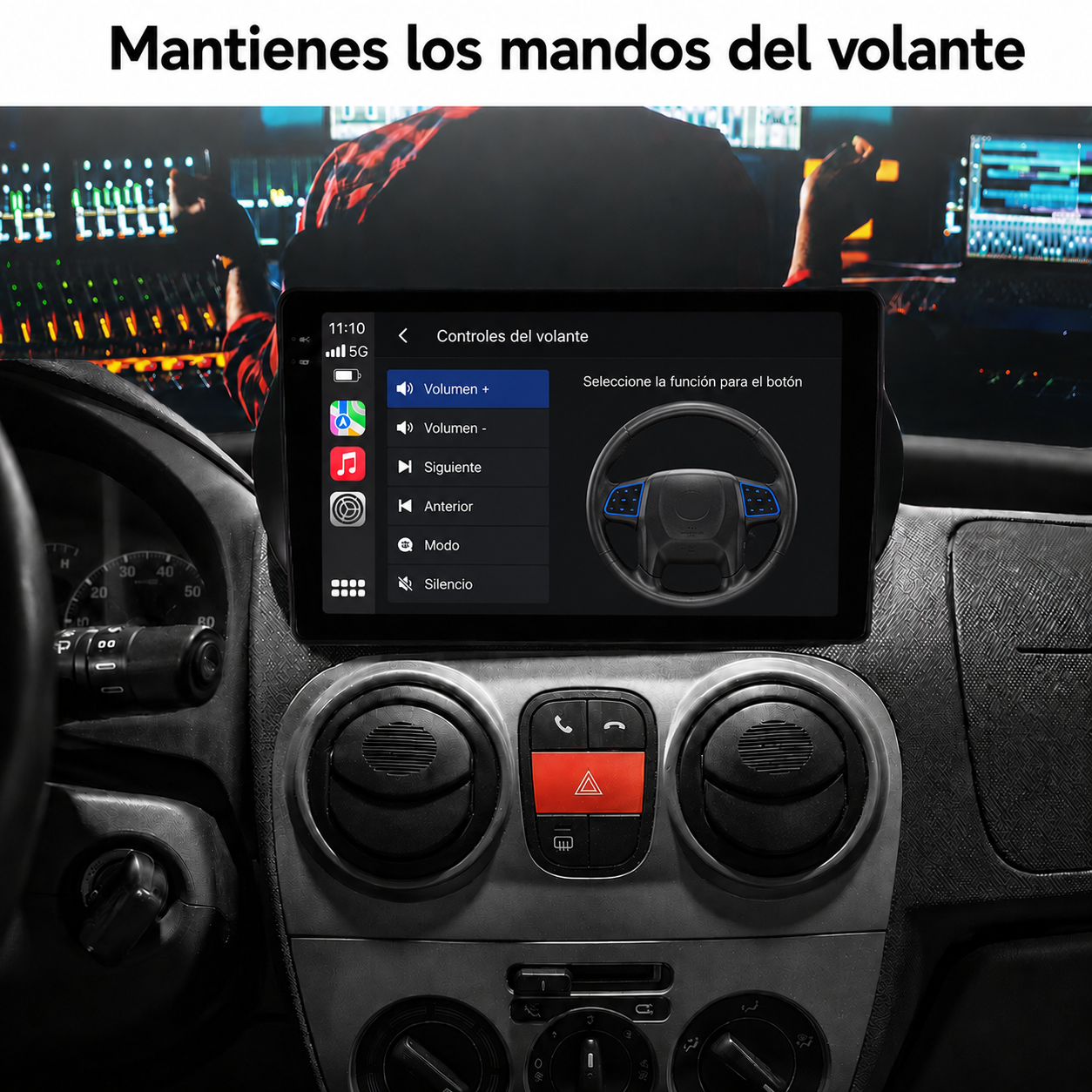 Radio Pantalla CarPlay y Android Auto para  Fiat Fiorino Qubo 2008-2017, Citroen Nemo 2008-2017, Peugeot Bipper 2008-2017
