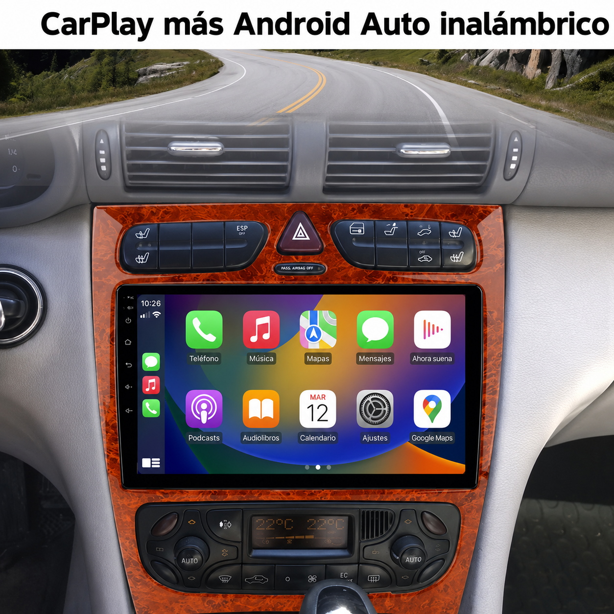 Radio Pantalla CarPlay y Android Auto para Mercedes Benz Clase C W203 / Clase CLK 2000-2009