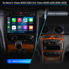 Radio Pantalla CarPlay y Android Auto para Mercedes Benz Clase C W203 / Clase CLK 2000-2009