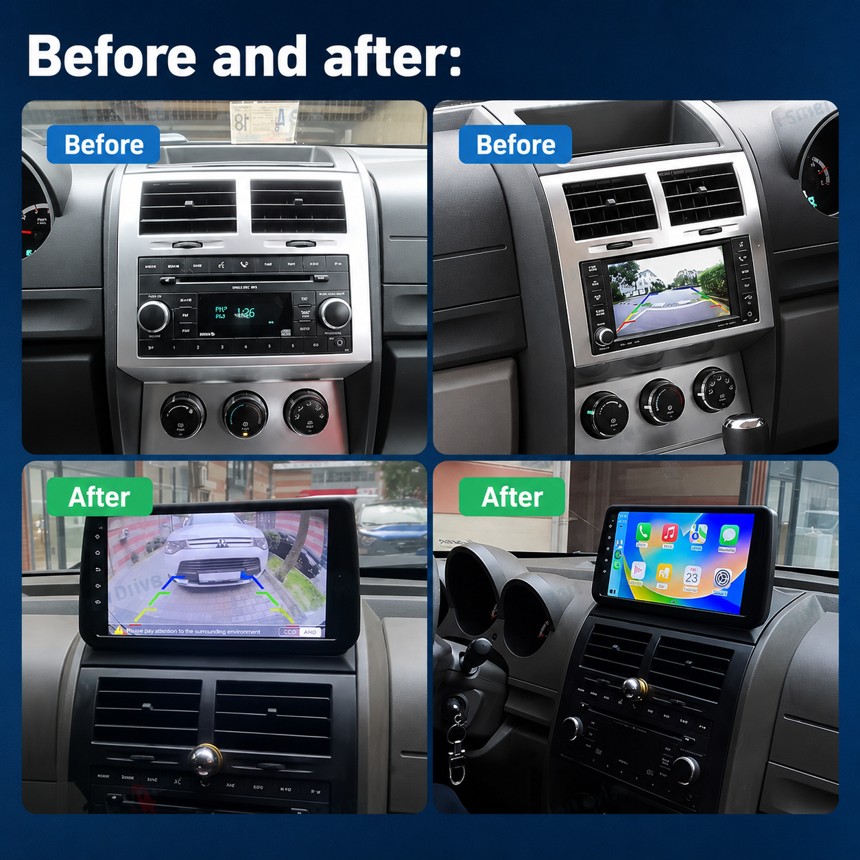 Radio Pantalla CarPlay y Android Auto para  Dodge Nitro 2008-2011