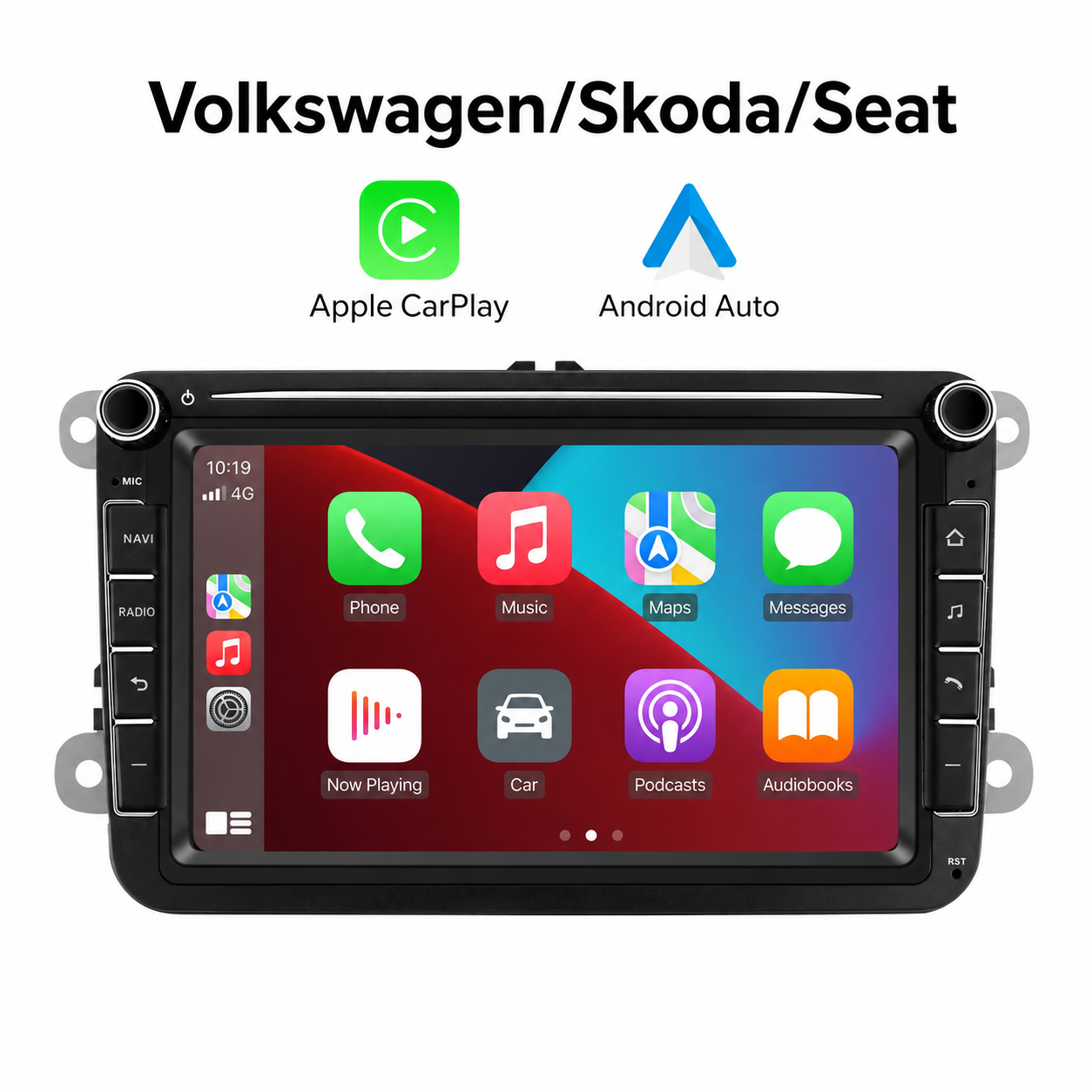 Radio Pantalla CarPlay y Android Auto para Volkswagen, Seat y Skoda