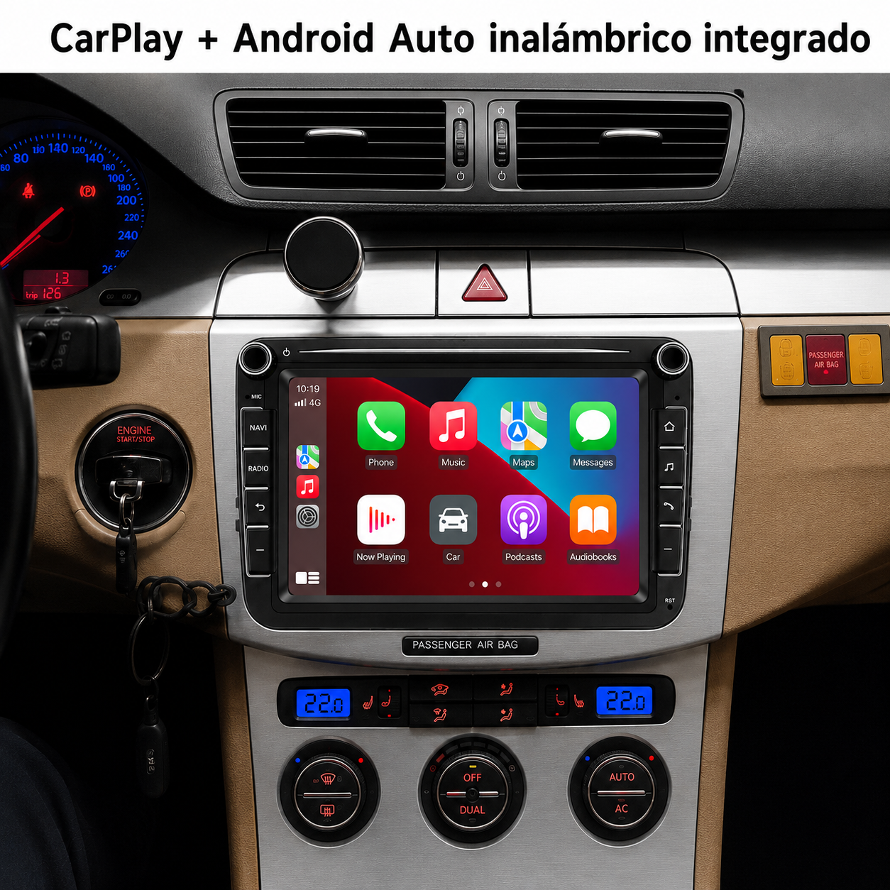Radio Pantalla CarPlay y Android Auto para Volkswagen, Seat y Skoda