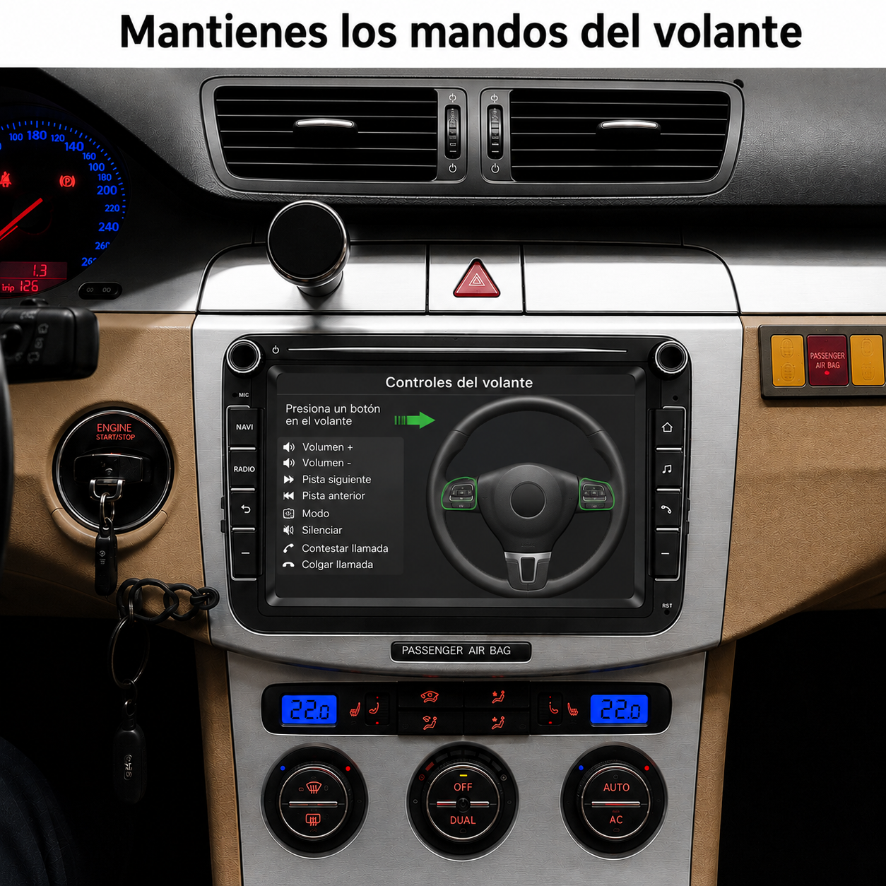 Radio Pantalla CarPlay y Android Auto para Volkswagen, Seat y Skoda