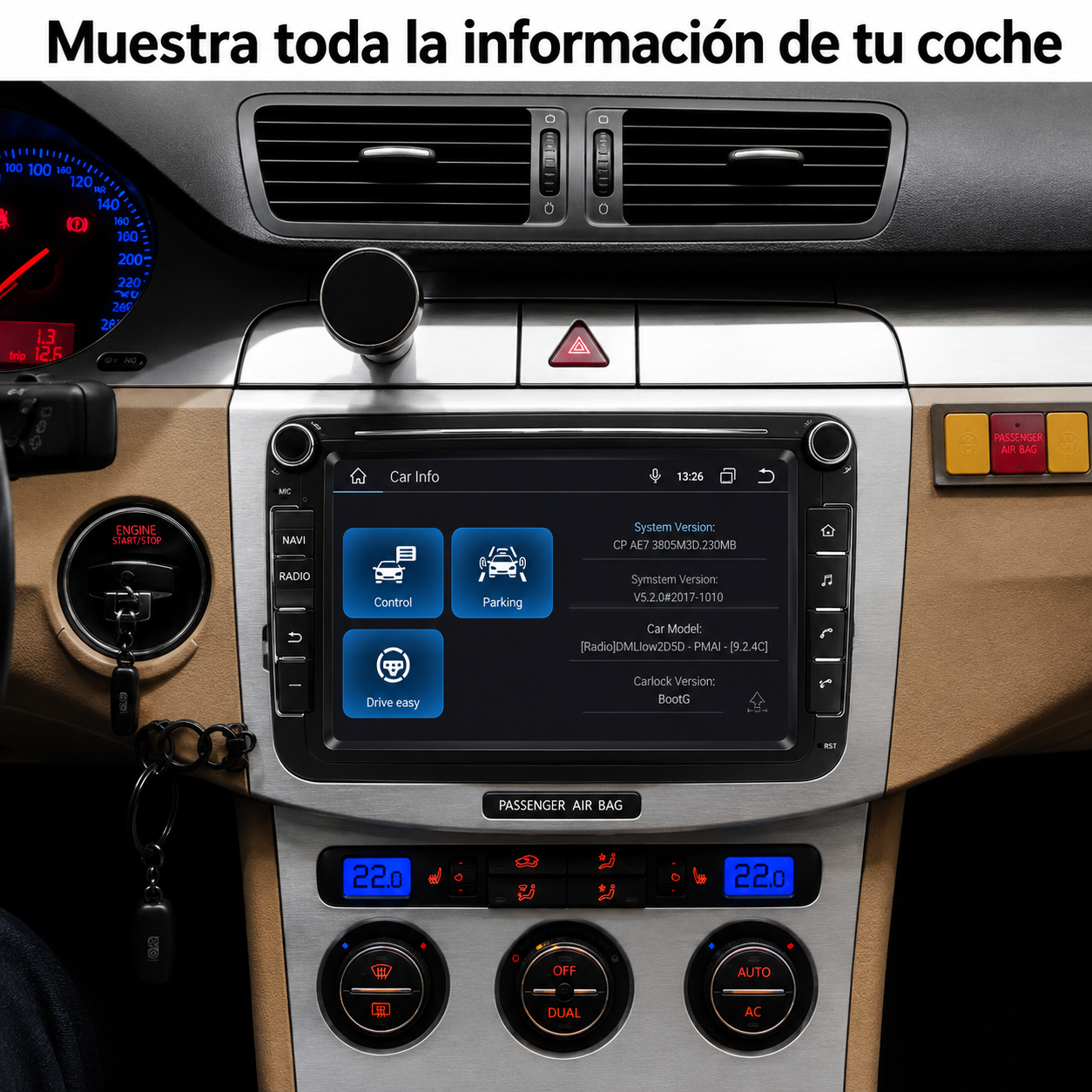 Radio Pantalla CarPlay y Android Auto para Volkswagen, Seat y Skoda