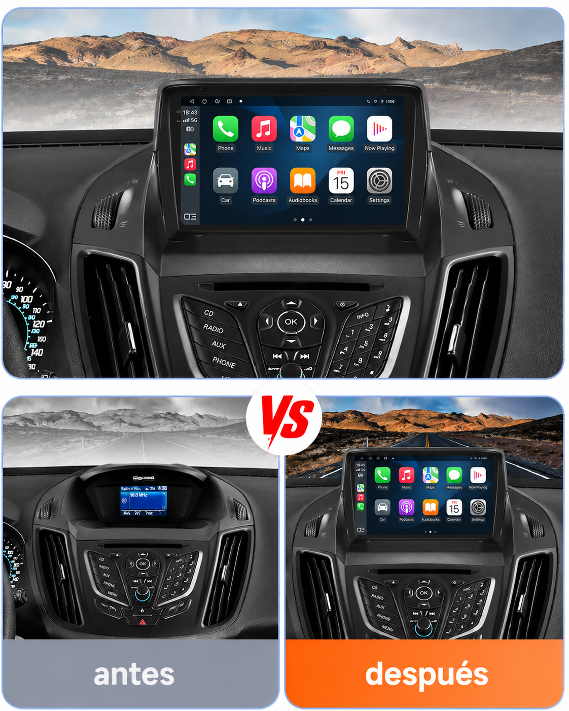 Radio pantalla CarPlay y Android Auto para Ford Escape Kuga 2 C-MAX 2012-2019 - foto 2