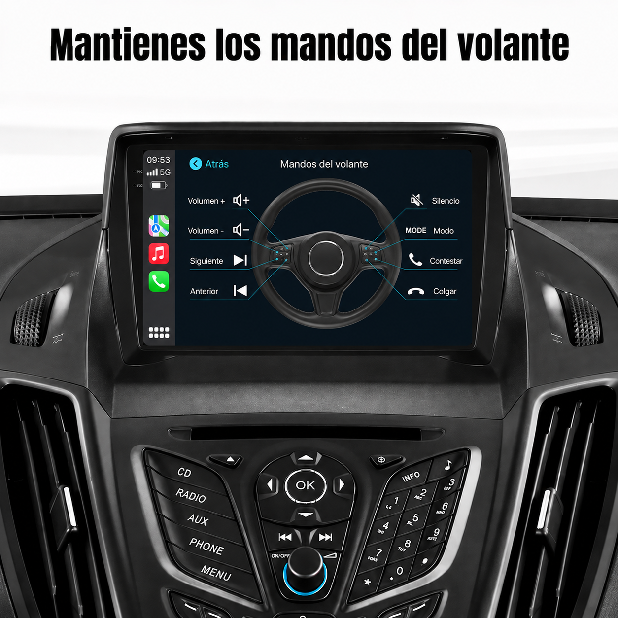 Radio pantalla CarPlay y Android Auto para Ford Escape Kuga 2 C-MAX 2012-2019 - foto 5