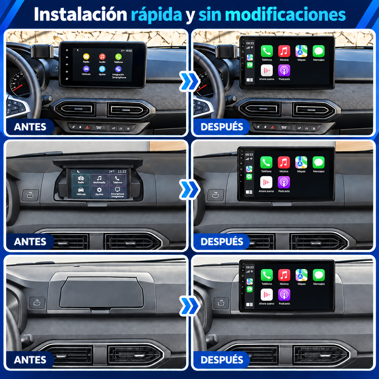 Radio pantalla CarPlay y Android Auto para Dacia Sandero 2021-2023 - foto 2