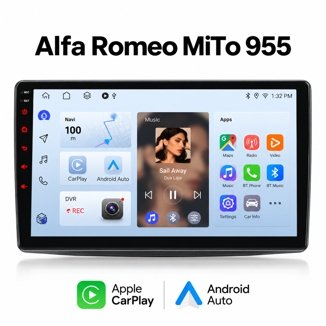 Alfa Romeo Mito 2008 2012 - Radio Pantalla Carplay y Android Auto
