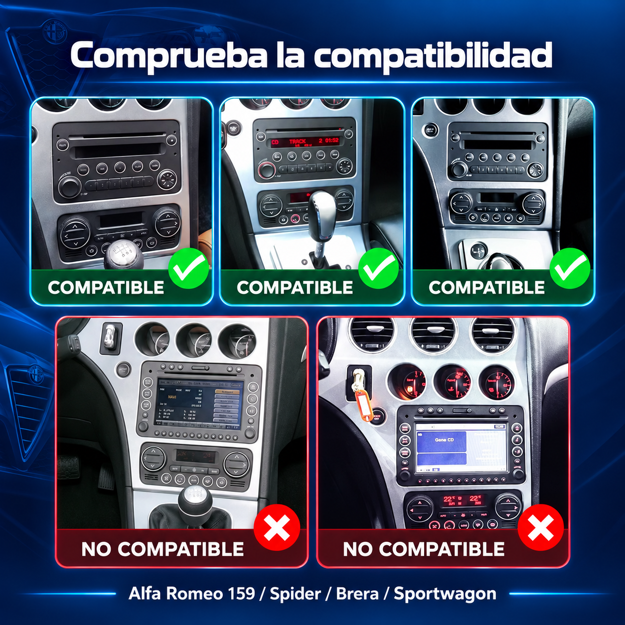 Alfa Romeo 159 Brera Spider Sportwagon - Radio Pantalla Carplay y Android Auto
