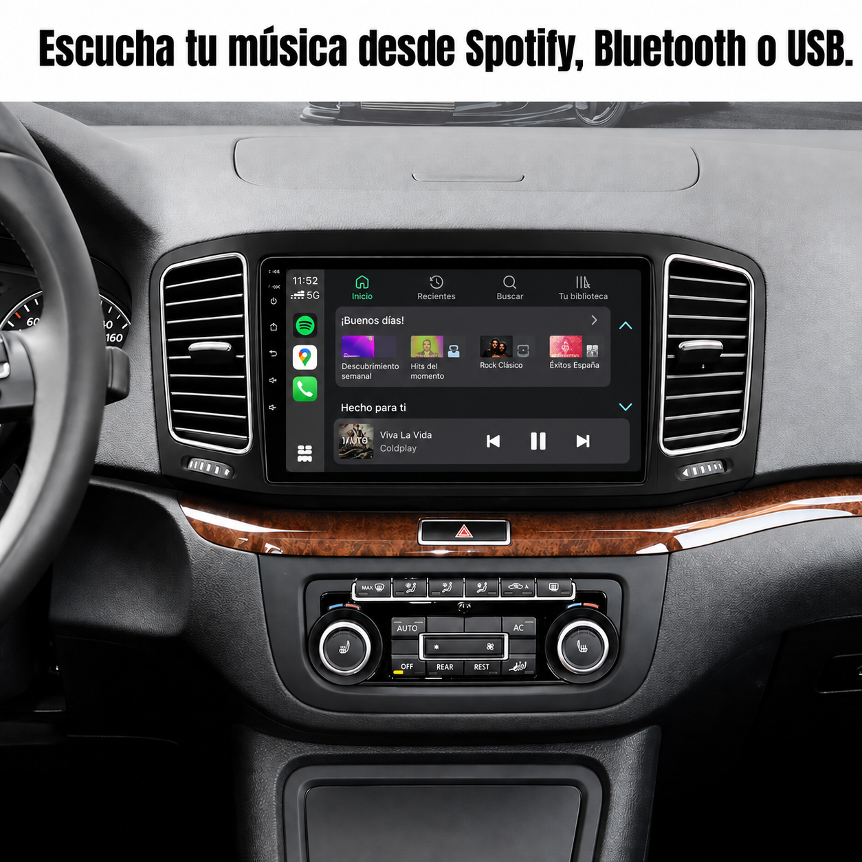 Radio Pantalla CarPlay y Android Auto para Volkswagen Sharan Seat Alhambra 2010-2021