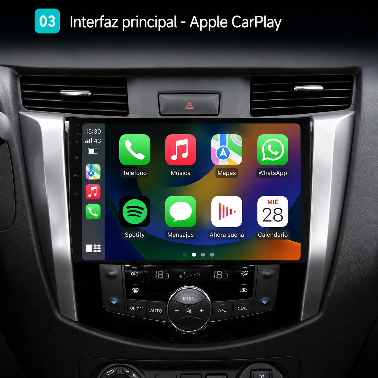 Radio Pantalla CarPlay y Android Auto para Nissan Navara Frontier NP300 2014-2024