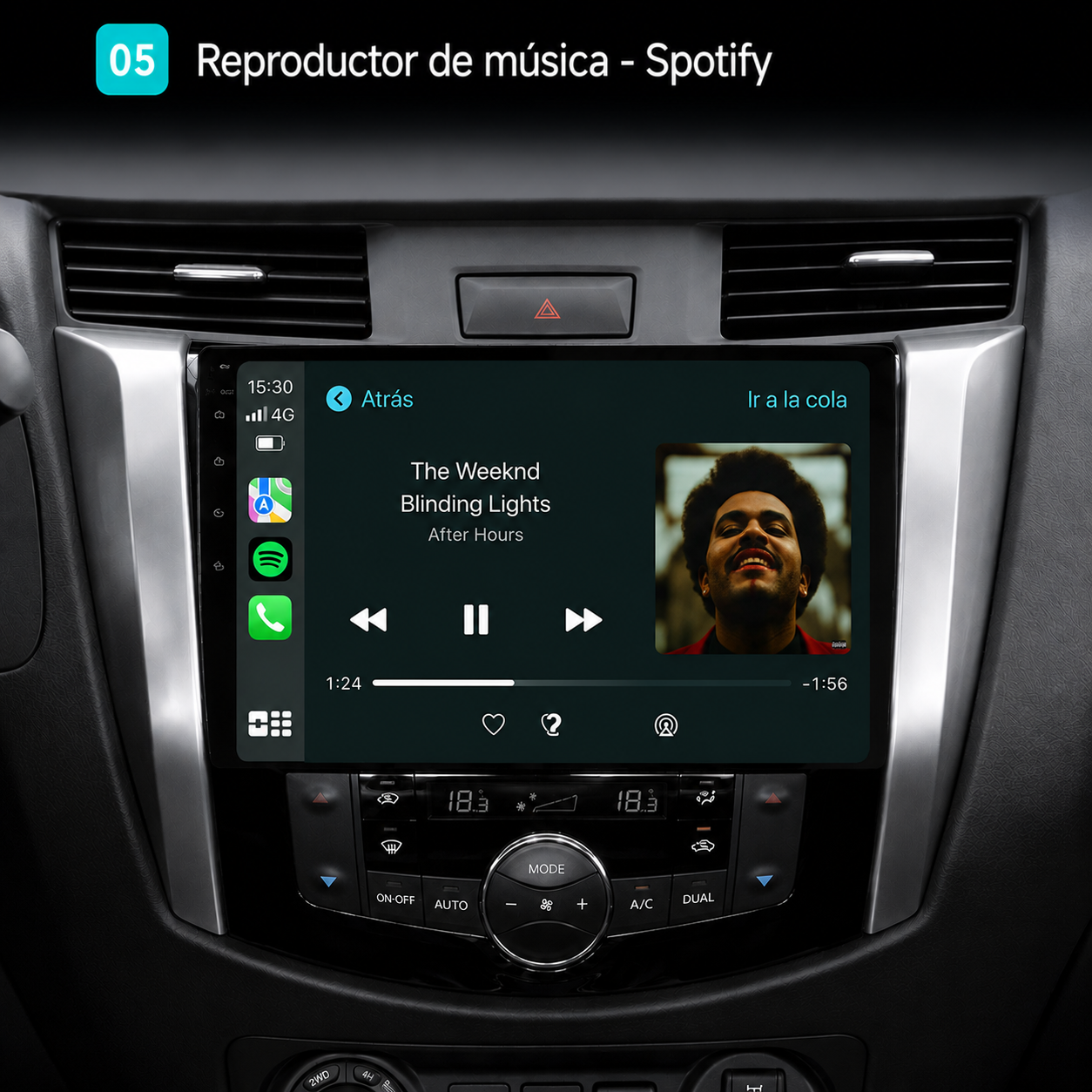 Radio Pantalla CarPlay y Android Auto para Nissan Navara Frontier NP300 2014-2024