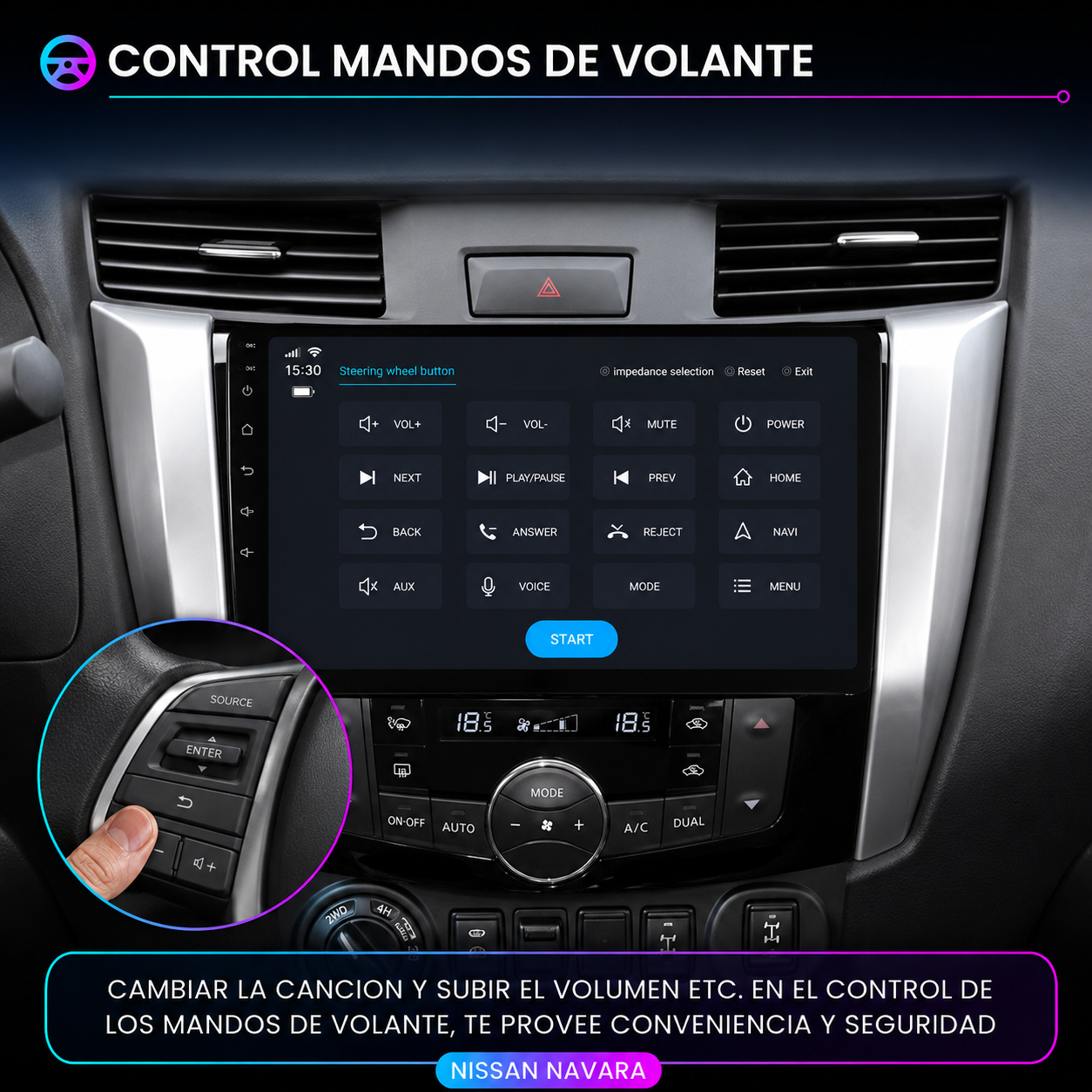 Radio Pantalla CarPlay y Android Auto para Nissan Navara Frontier NP300 2014-2024