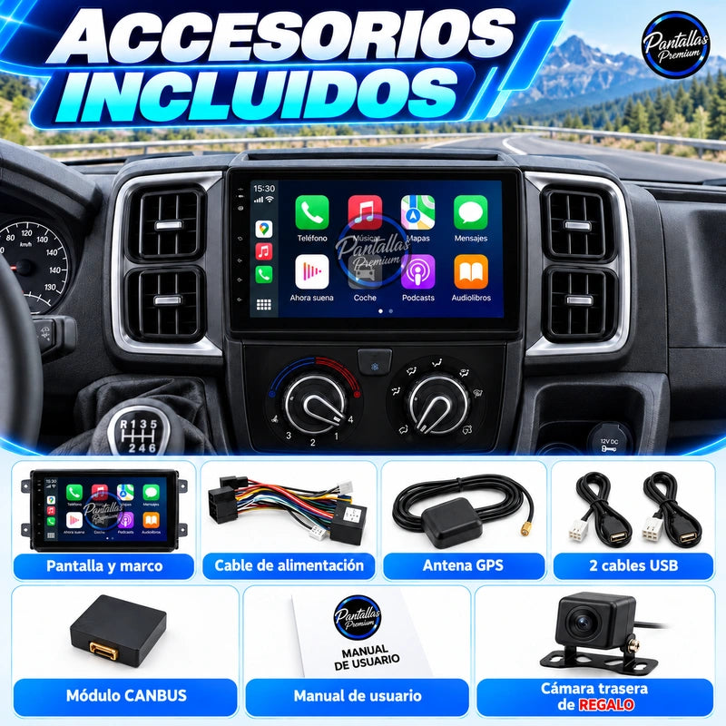 Peugeot Boxer Fiat Ducato Citroen Jumper 2018-2026 - Radio Pantalla Carplay y Android Auto - accesorios - Pantallas Premium