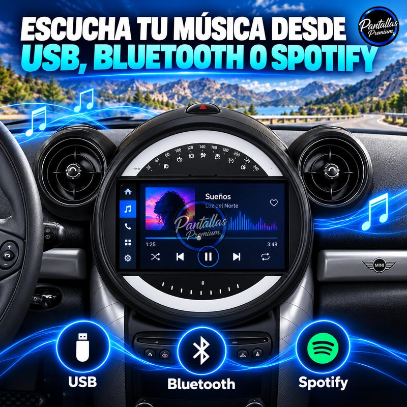BMW Mini Cooper Countryman R56 R60 2010-2016 - Radio Pantalla Carplay y Android Auto - musica - Pantallas Premium