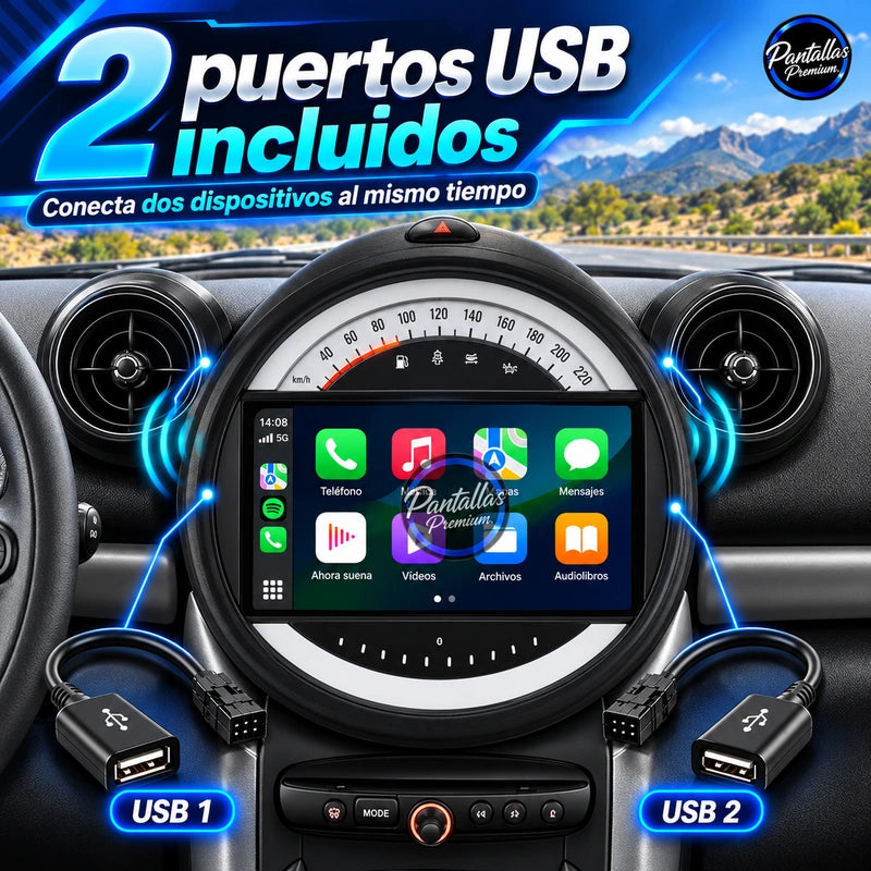 BMW Mini Cooper Countryman R56 R60 2010-2016 - Radio Pantalla Carplay y Android Auto - usb - Pantallas Premium
