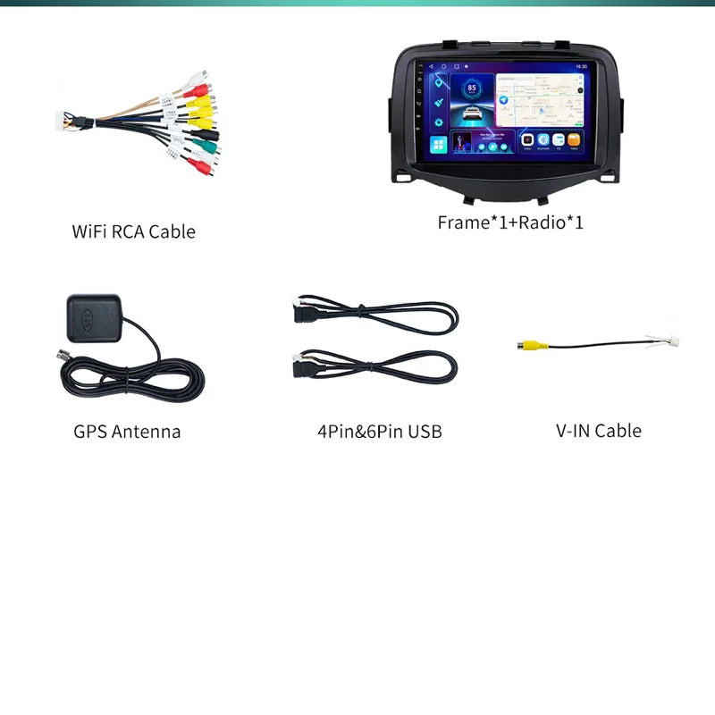 Radio Pantalla Carplay para Toyota Aygo Peugeot 108 Citroen C1 2016-2020