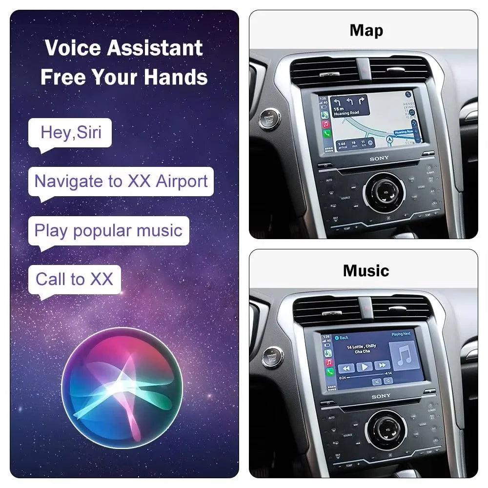Interfaz CarPlay Inalámbrico + Android Auto para Ford Sync 2 (Explorer, Focus, Fiesta, C-Max, Edge, F-150, Fusion, Taurus)