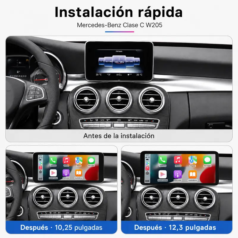 Radio pantalla CarPlay y Android Auto para Mercedes-Benz Clase C W205 GLC Clase V W447 A W176 CLA GLA - foto 2