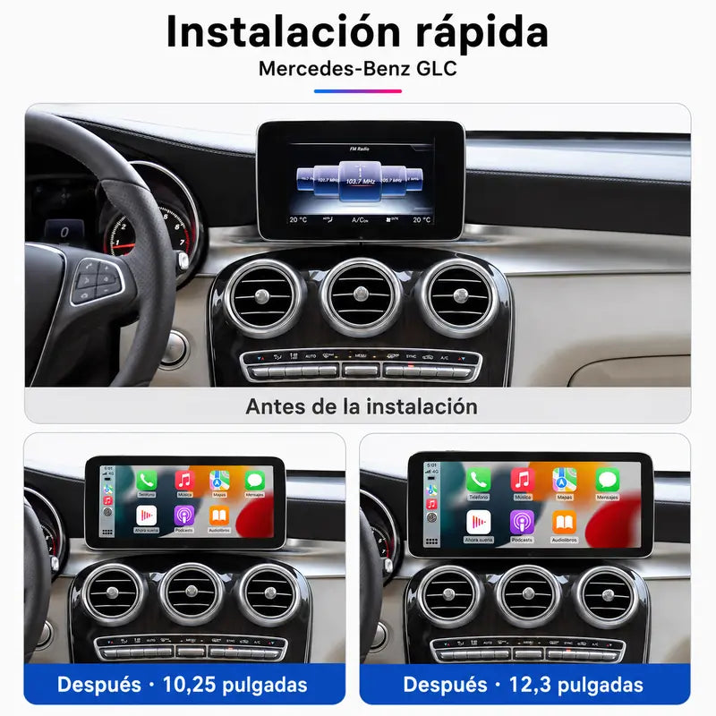 Radio pantalla CarPlay y Android Auto para Mercedes-Benz Clase C W205 GLC Clase V W447 A W176 CLA GLA - foto 4