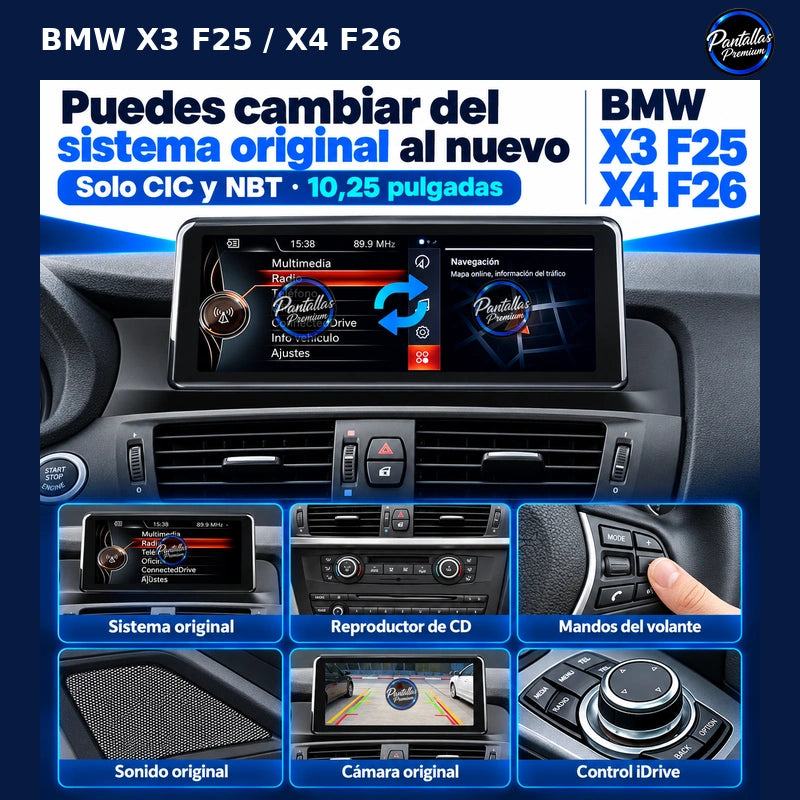 BMW X3 F25 X4 F26 CIC NBT 10,25: cambio-sistema