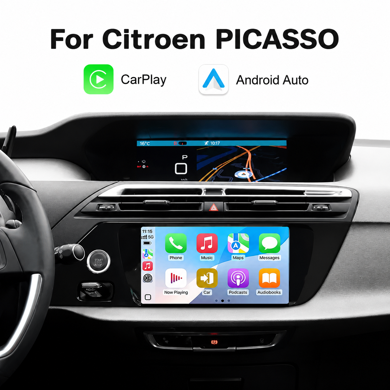 Radio Pantalla CarPlay y Android Auto para Citroen C4 PICASSO 2014 - 2020