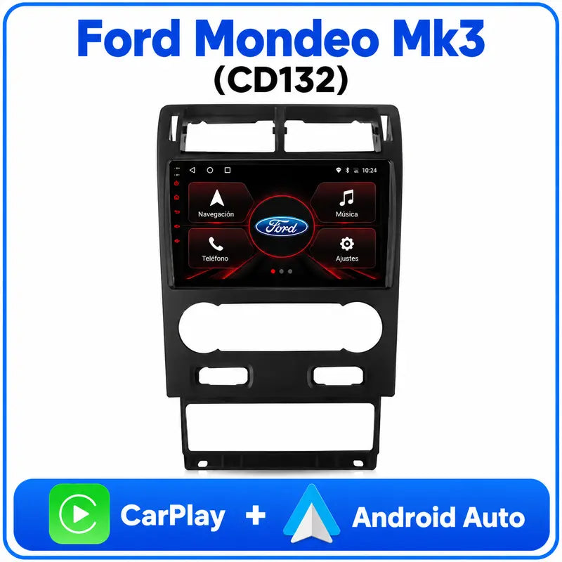 Radio pantalla Ford Mondeo Mk3 CD132 2000-2007 con CarPlay y Android Auto