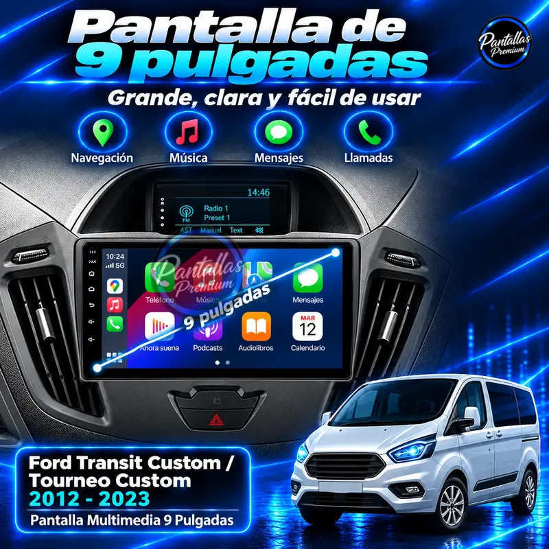 Pantalla de 9 pulgadas Ford Transit Custom Tourneo Custom