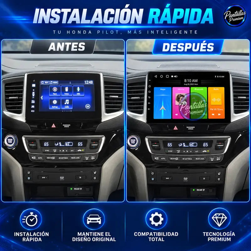 Antes y después instalación Honda Pilot 2016-2021