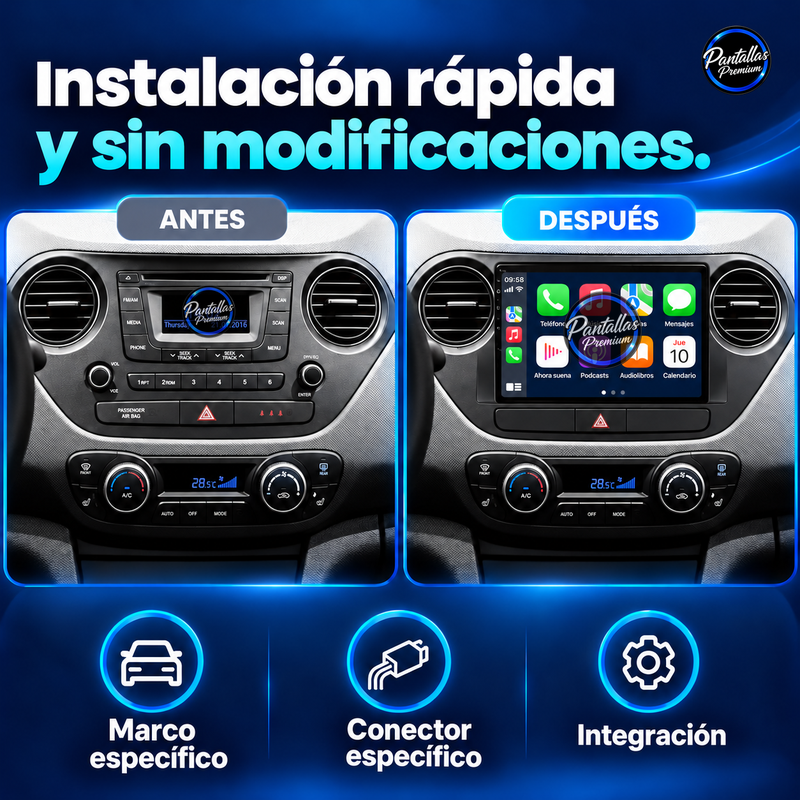 Hyundai Grand i10 - antes-despues - Pantallas Premium