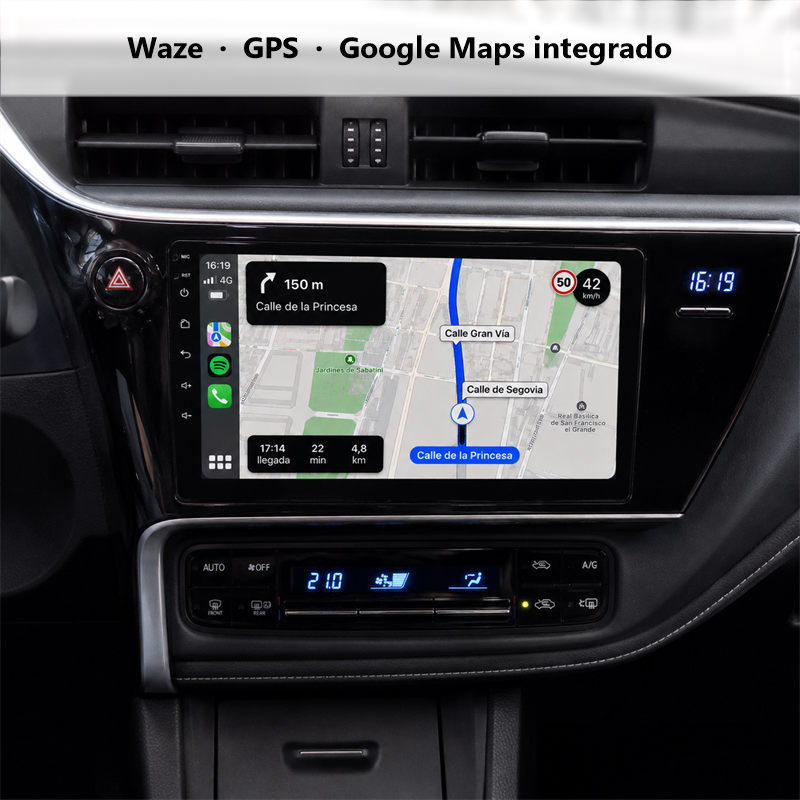 Radio Pantalla CarPlay y Android Auto para Toyota Corolla Auris 2013-2016