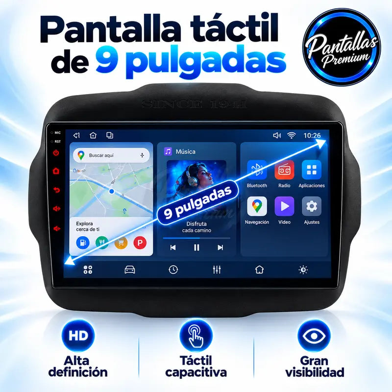 Pantalla táctil de 9 pulgadas Jeep Renegade BU BV 2014-2022
