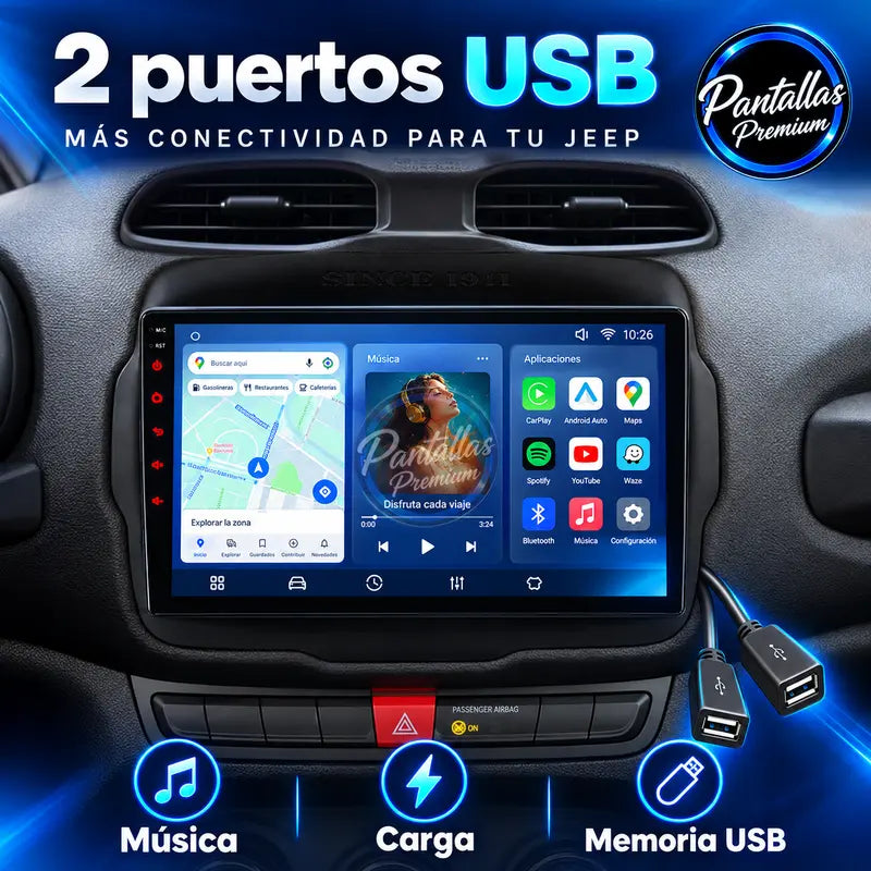 Dos puertos USB Jeep Renegade BU BV 2014-2022
