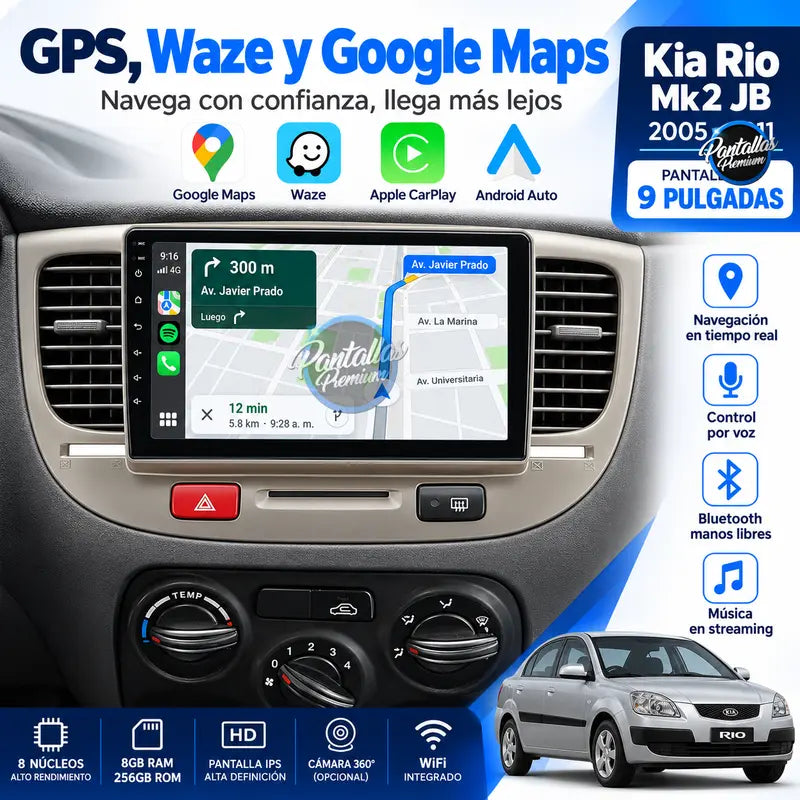 Kia Rio Mk2 JB - GPS Waze y Google Maps
