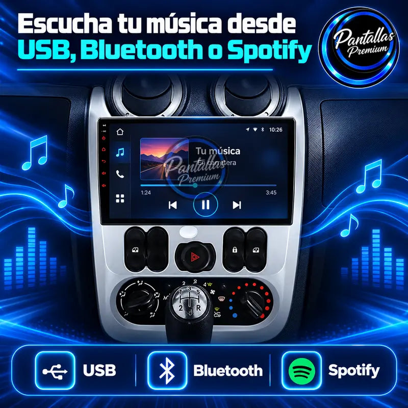 Música por USB, Bluetooth y Spotify para Renault Logan 1, Sandero 1 y Dacia Duster 1