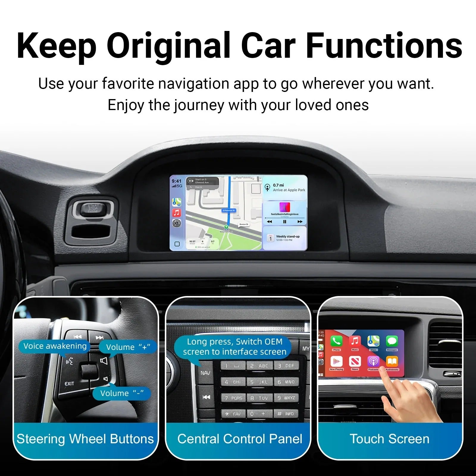Radio Pantalla CarPlay y Android Auto para Volvo S80 V70 XC70 2011-2016