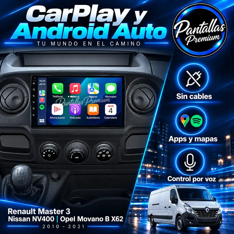 CarPlay y Android Auto inalámbricos para Renault Master 3 Nissan NV400 Opel Movano B