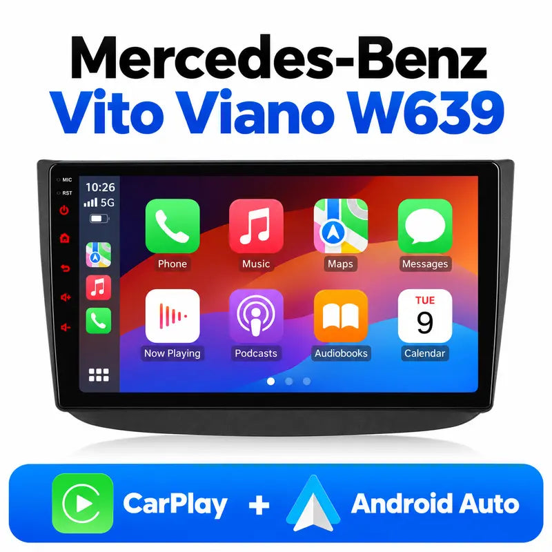 Radio pantalla Mercedes-Benz Vito Viano W639 con CarPlay y Android Auto