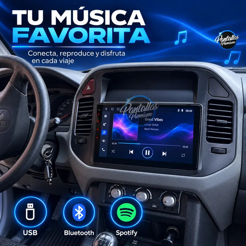 Música USB Bluetooth y Spotify Mitsubishi Pajero Mk3