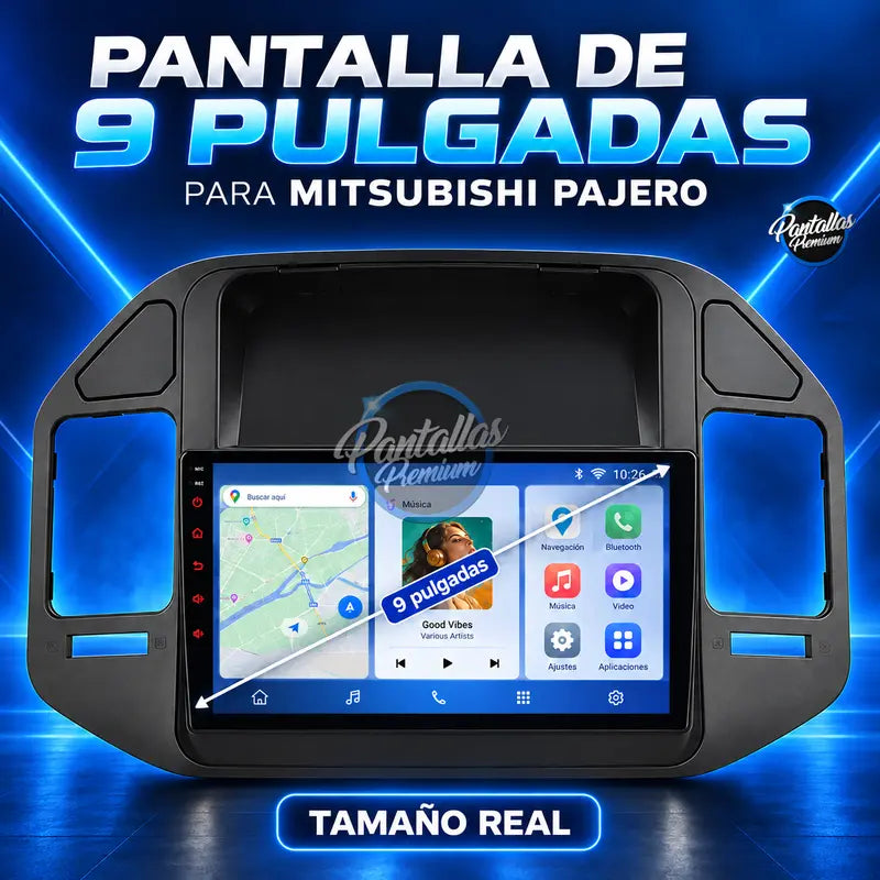 Pantalla de 9 pulgadas Mitsubishi Pajero Mk3
